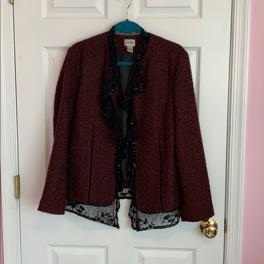 Chico’s red and black jacket